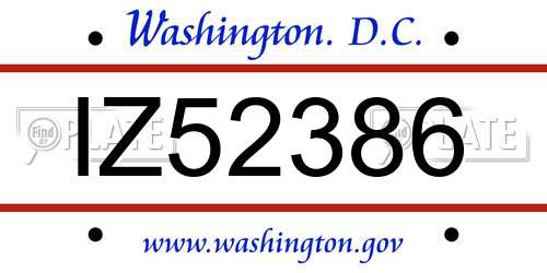 IZ52386 District Of Columbia License Plate