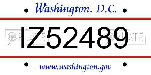 IZ52489 District Of Columbia License Plate