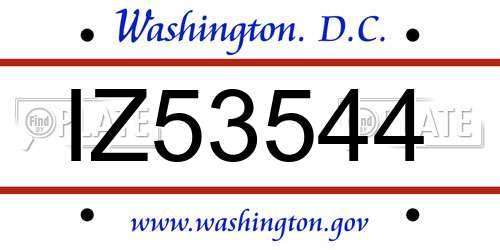IZ53544 District Of Columbia License Plate