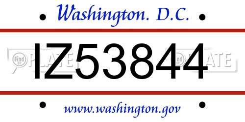 IZ53844 District Of Columbia License Plate