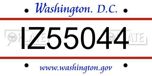 IZ55044 District Of Columbia License Plate