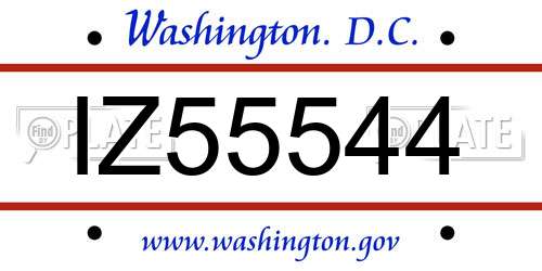 IZ55544 District Of Columbia License Plate