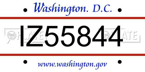 IZ55844 District Of Columbia License Plate