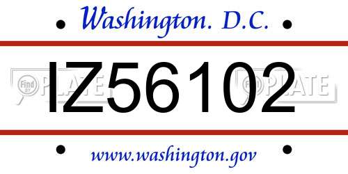 IZ56102 District Of Columbia License Plate