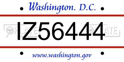 IZ56444 District Of Columbia License Plate