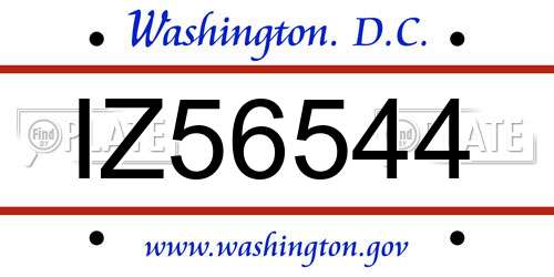 IZ56544 District Of Columbia License Plate