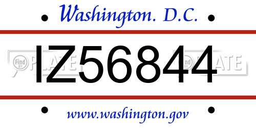 IZ56844 District Of Columbia License Plate