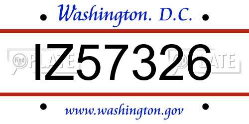 IZ57326 District Of Columbia License Plate