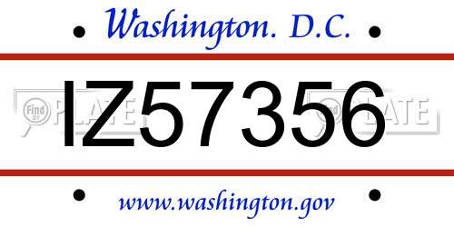 IZ57356 District Of Columbia License Plate