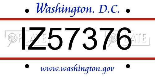 IZ57376 District Of Columbia License Plate