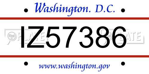 IZ57386 District Of Columbia License Plate