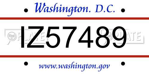 IZ57489 District Of Columbia License Plate