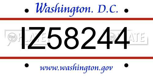 IZ58244 District Of Columbia License Plate