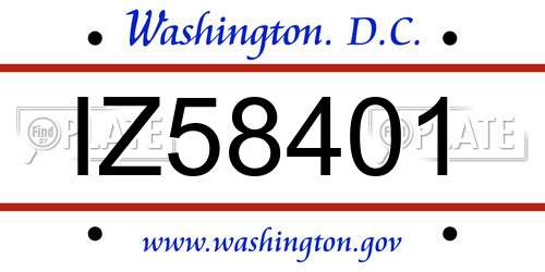 IZ58401 District Of Columbia License Plate