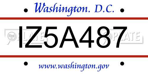 IZ5A487 District Of Columbia License Plate