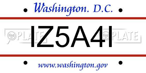 IZ5A4I District Of Columbia License Plate