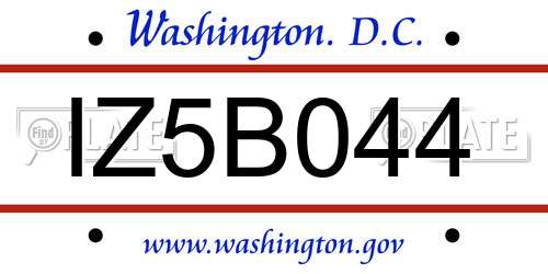 IZ5B044 District Of Columbia License Plate