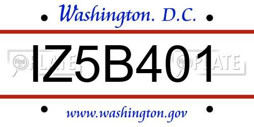 IZ5B401 District Of Columbia License Plate