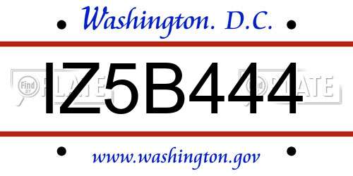 IZ5B444 District Of Columbia License Plate