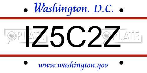 IZ5C2Z District Of Columbia License Plate