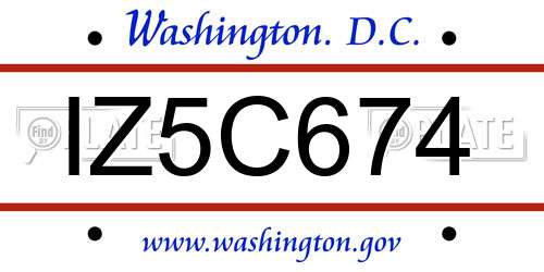 IZ5C674 District Of Columbia License Plate