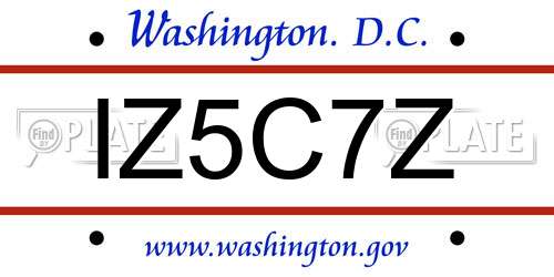 IZ5C7Z District Of Columbia License Plate