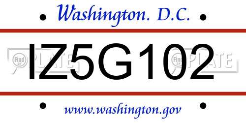 IZ5G102 District Of Columbia License Plate