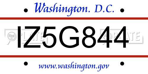 IZ5G844 District Of Columbia License Plate