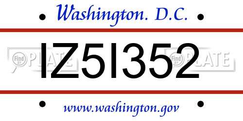 IZ5I352 District Of Columbia License Plate