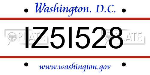 IZ5I528 District Of Columbia License Plate