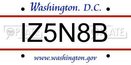 IZ5N8B District Of Columbia License Plate