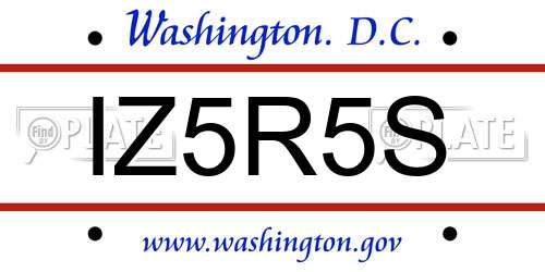 IZ5R5S District Of Columbia License Plate