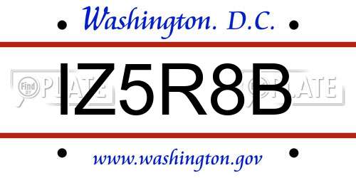 IZ5R8B District Of Columbia License Plate