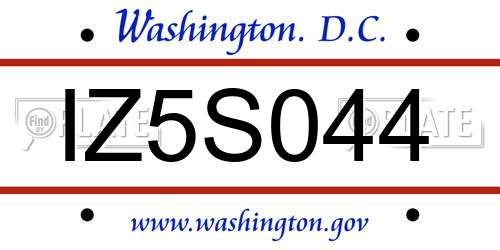IZ5S044 District Of Columbia License Plate