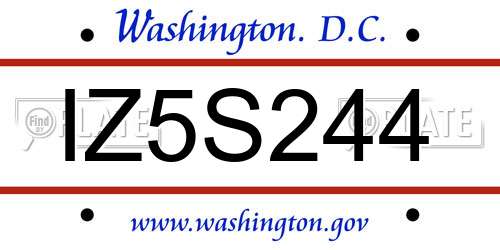 IZ5S244 District Of Columbia License Plate