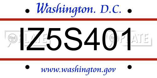 IZ5S401 District Of Columbia License Plate
