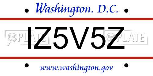 IZ5V5Z District Of Columbia License Plate