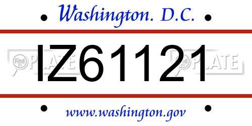 IZ61121 District Of Columbia License Plate
