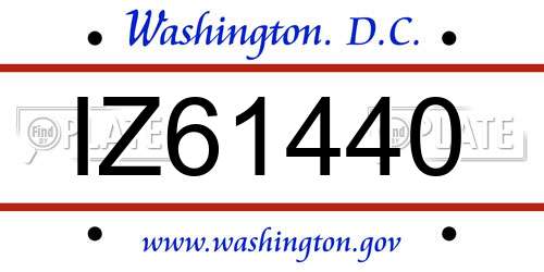 IZ61440 District Of Columbia License Plate