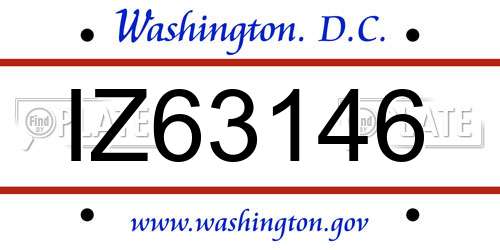 IZ63146 District Of Columbia License Plate