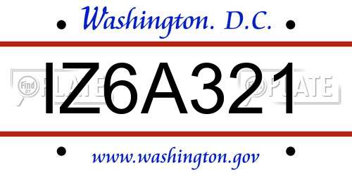 IZ6A321 District Of Columbia License Plate
