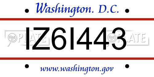IZ6I443 District Of Columbia License Plate