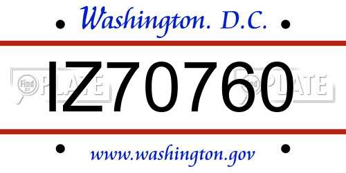 IZ70760 District Of Columbia License Plate