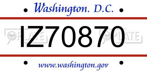 IZ70870 District Of Columbia License Plate