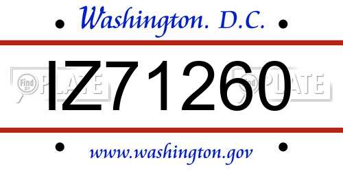IZ71260 District Of Columbia License Plate