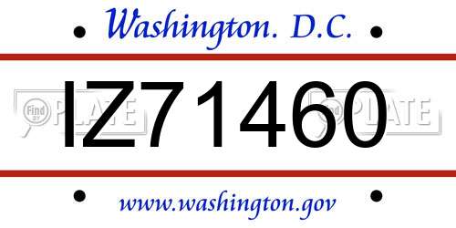 IZ71460 District Of Columbia License Plate