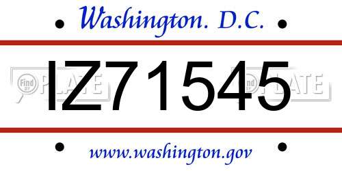 IZ71545 District Of Columbia License Plate