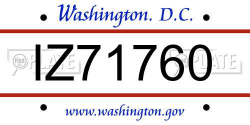 IZ71760 District Of Columbia License Plate