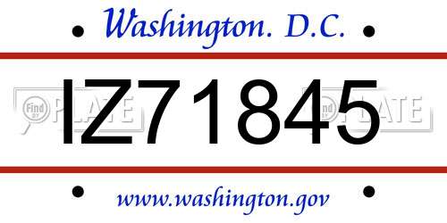 IZ71845 District Of Columbia License Plate
