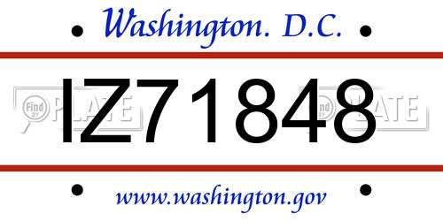 IZ71848 District Of Columbia License Plate